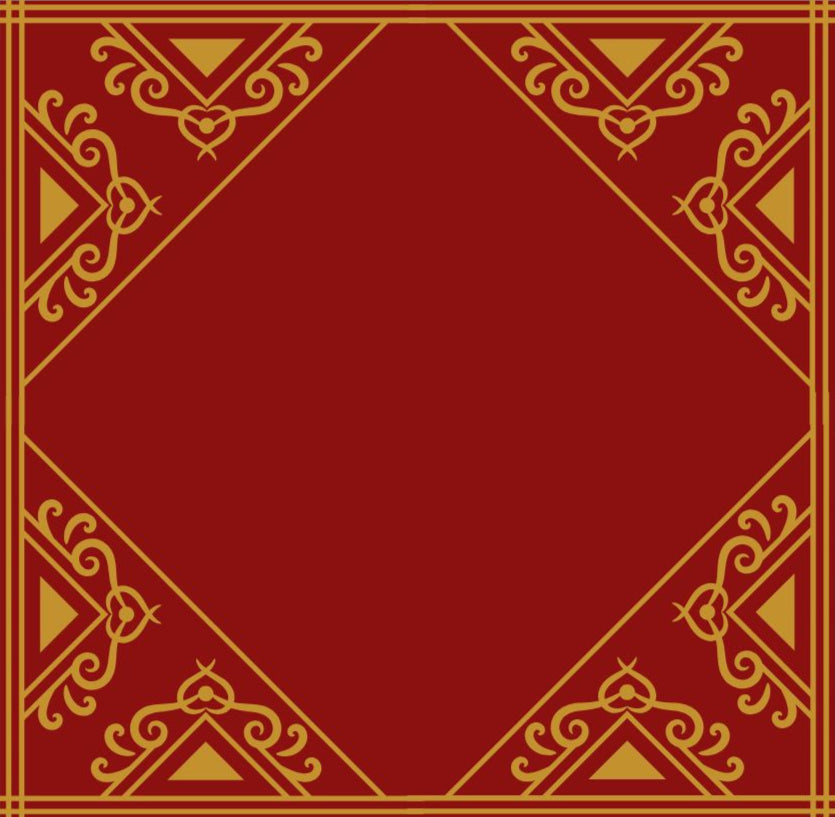 Red background with gold decorative border